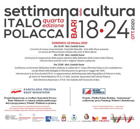 Bari, il Castello aperto di sera per la Settimana della cultura Italo Polacca